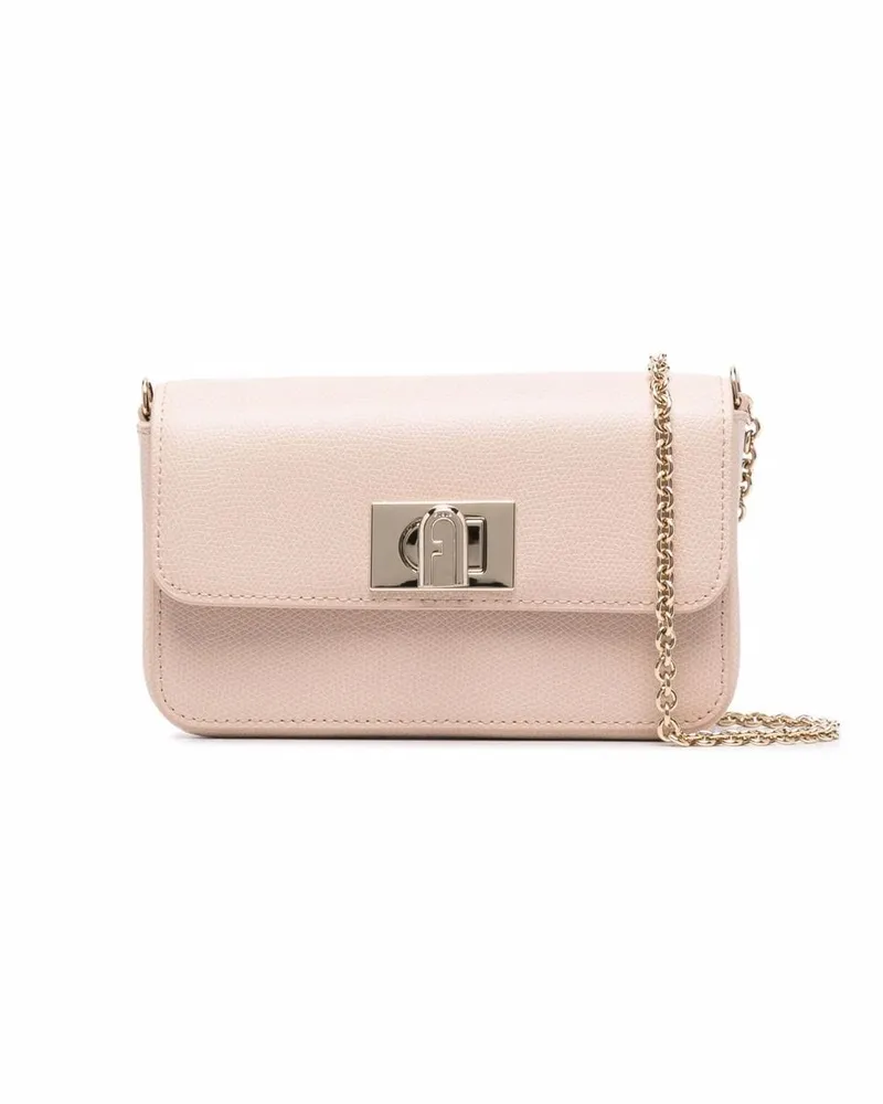 Furla foldover leather satchel bag - Nude Nude