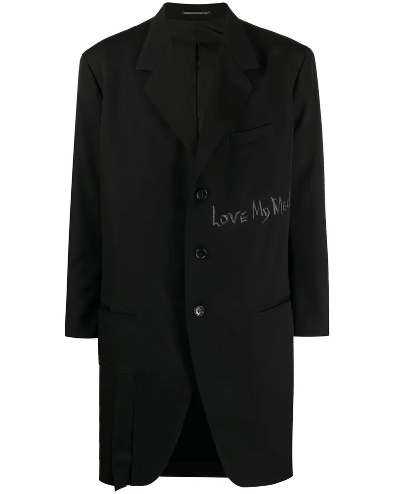 Yohji Yamamoto Mantel mit fallendem Revers - Schwarz Schwarz