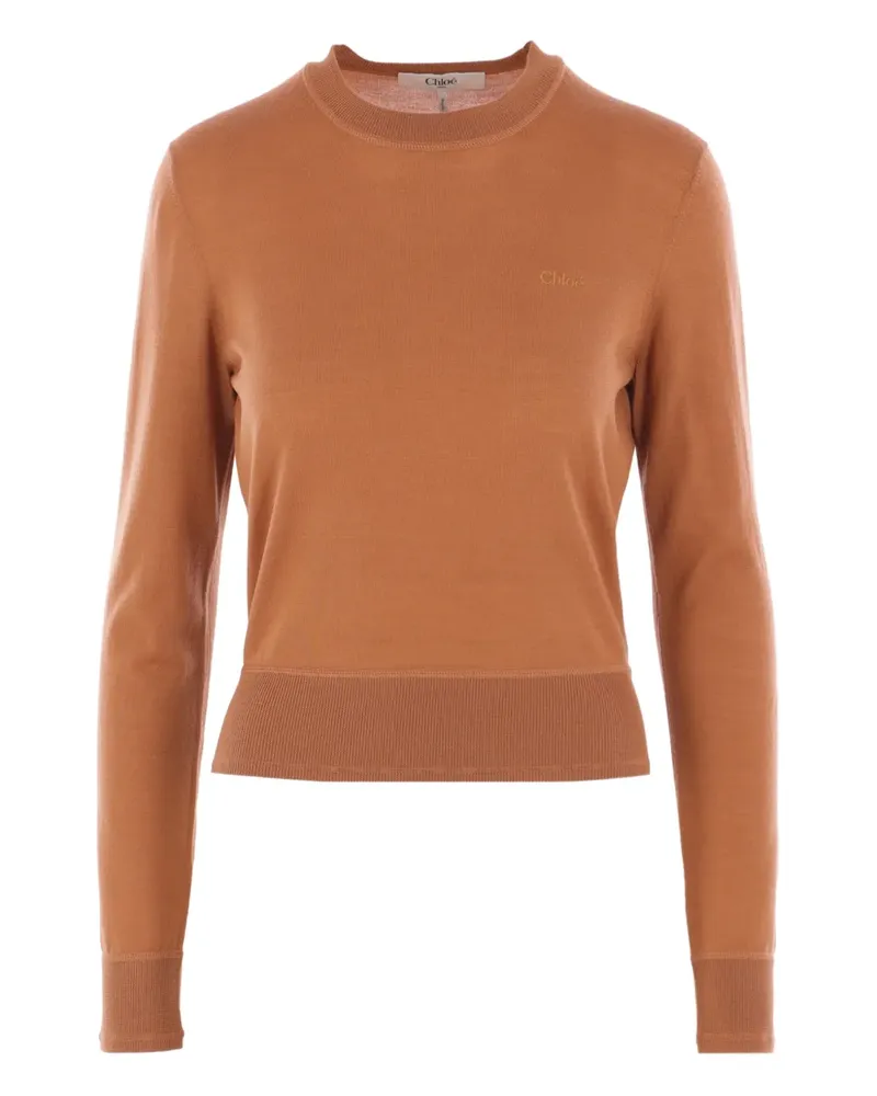 Chloé Oberteil mit Logo-Stickerei - Braun Braun
