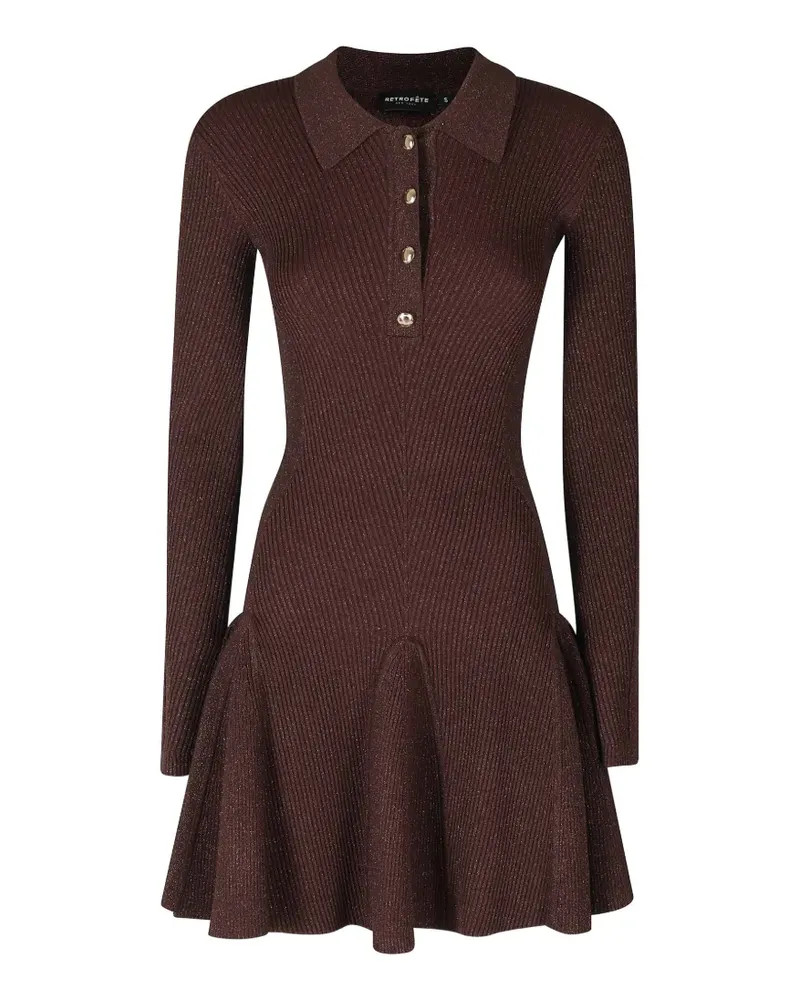 Retrofête ribbed metallic-effect mini dress - Braun Braun