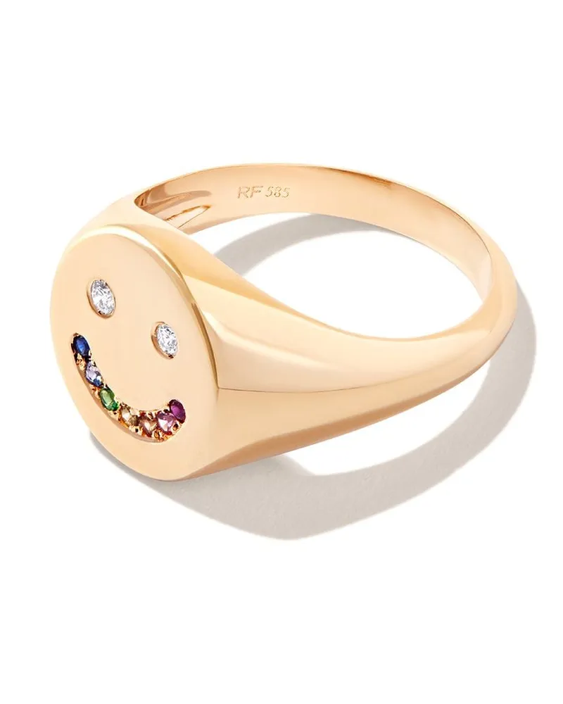 Roxanne First 14kt Gelbgold-Siegelring mit Smiley Gold