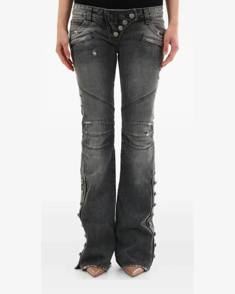 Balmain Jeans im Distressed-Look mit Zierknöpfen - Schwarz Schwarz