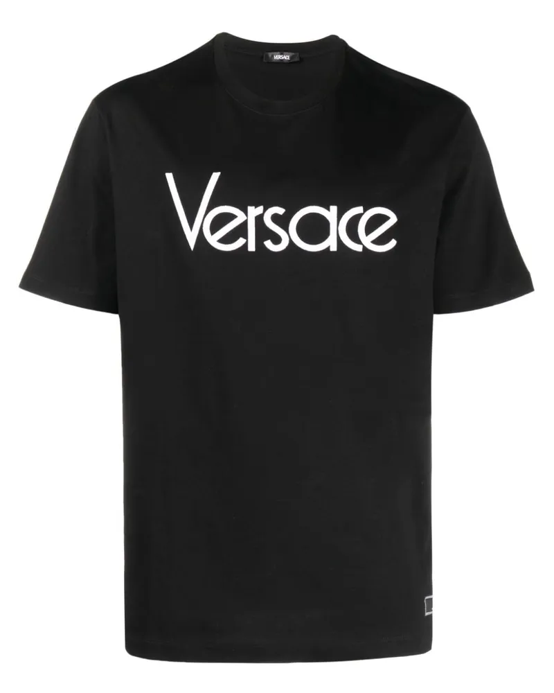 Versace T-Shirt mit Logo-Stickerei - Schwarz Schwarz