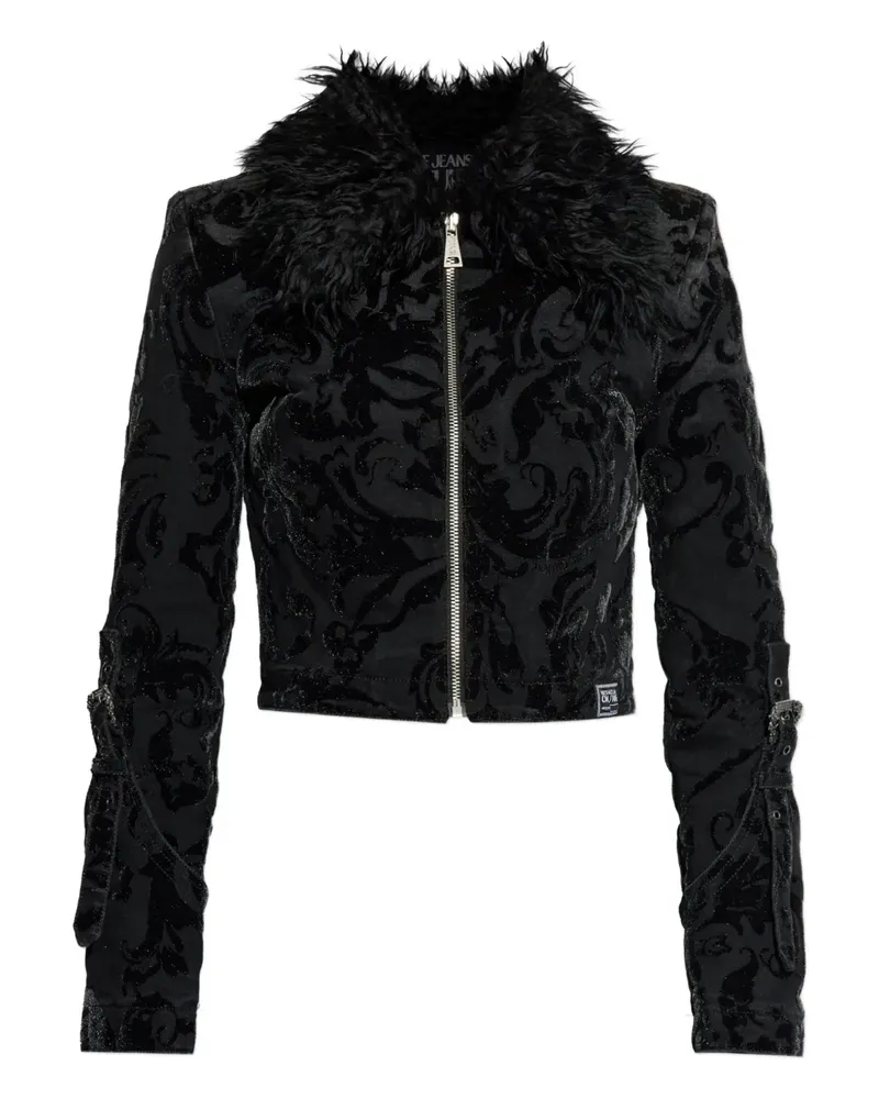Versace Jeans Jacke mit Pelzkragen - Schwarz Schwarz