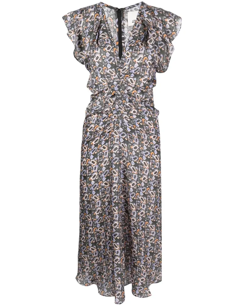 Isabel Marant Midikleid mit grafischem Print - Schwarz Schwarz