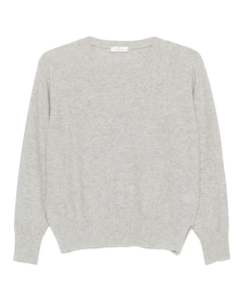 PANICALE Cashmere Pullover mit Pailletten und Seitenschlitz - Grau Grau