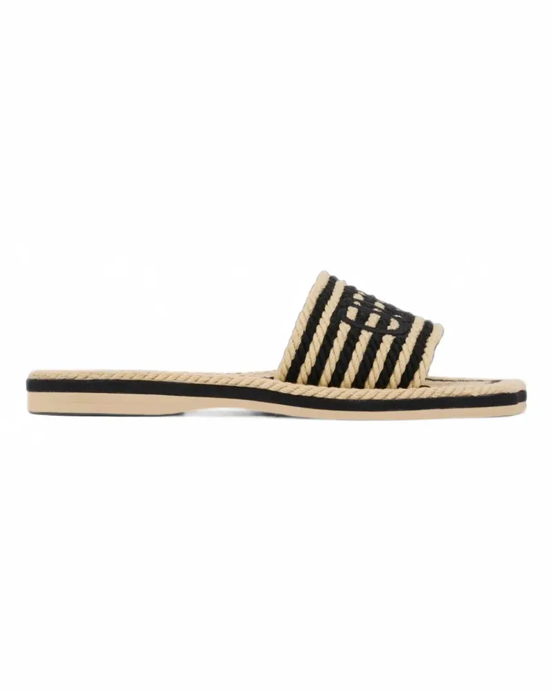 Chloé Gestreifte Sandalen mit Logo - Schwarz Schwarz