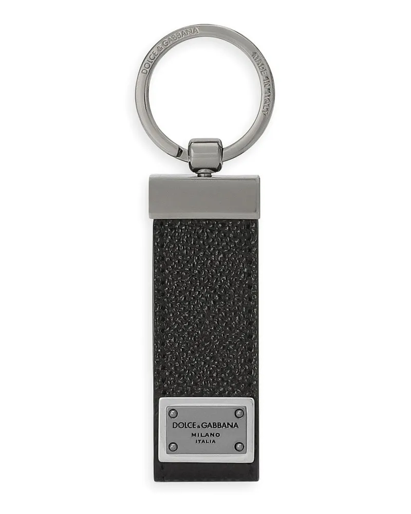 Dolce & Gabbana Schlüsselanhänger mit Logo-Schild - Schwarz Schwarz