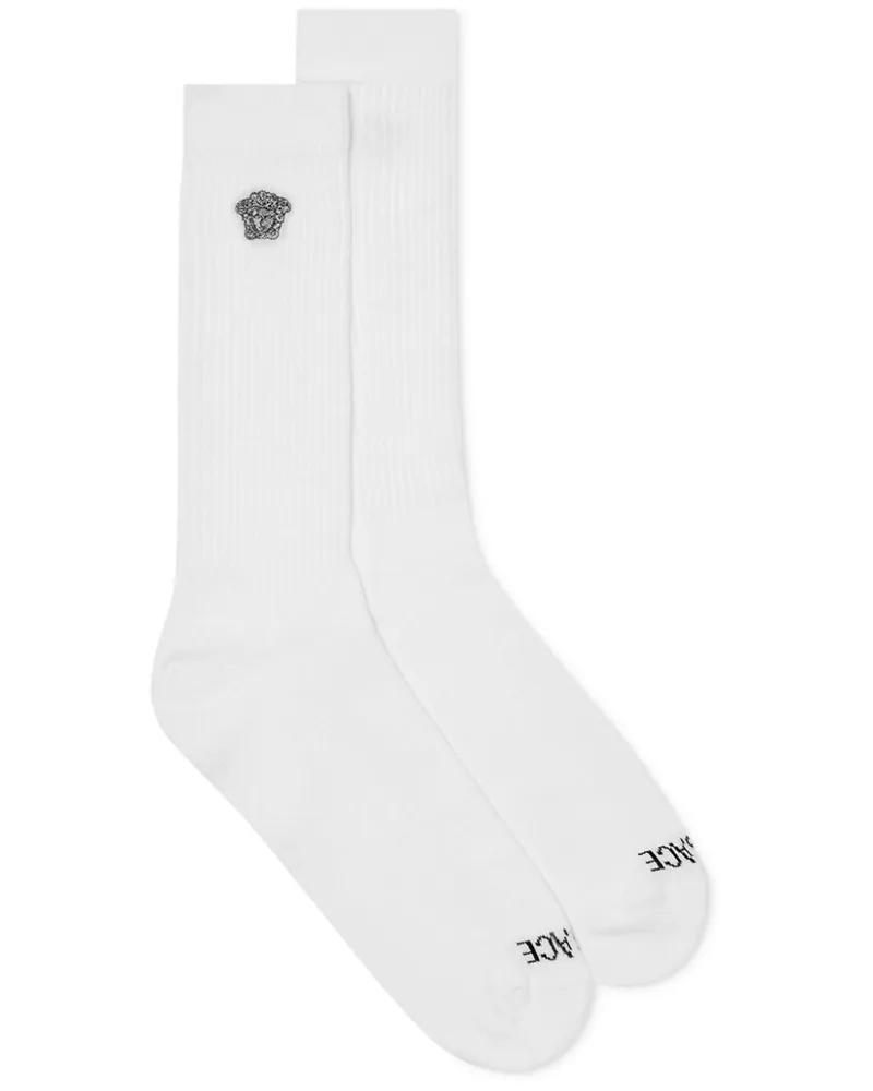 Versace Socken mit Medusa-Stickerei - Weiß Weiß