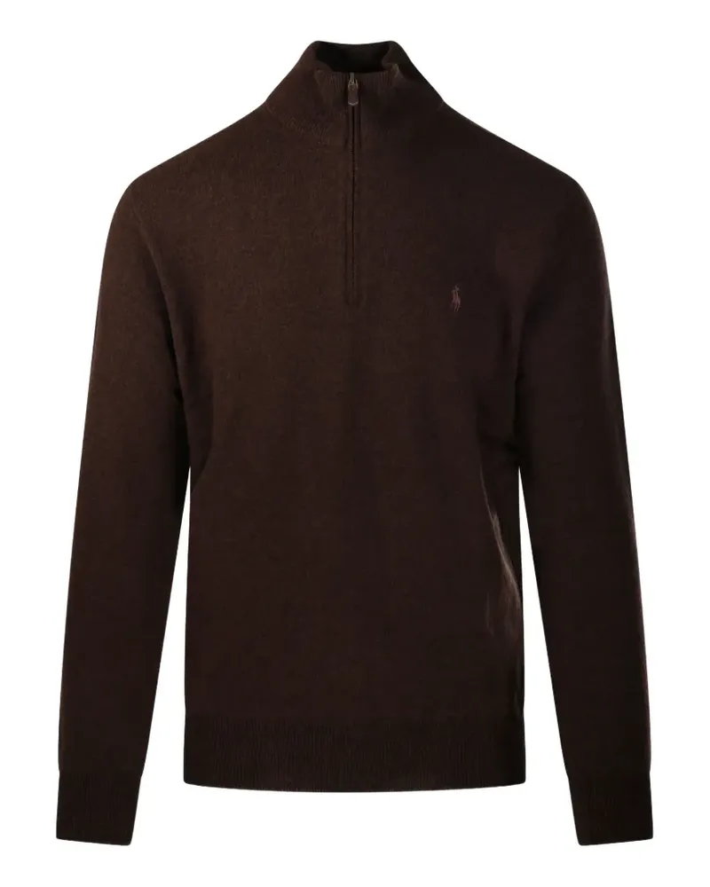 Ralph Lauren quarter-zip logo-embroidered sweater - Braun Braun