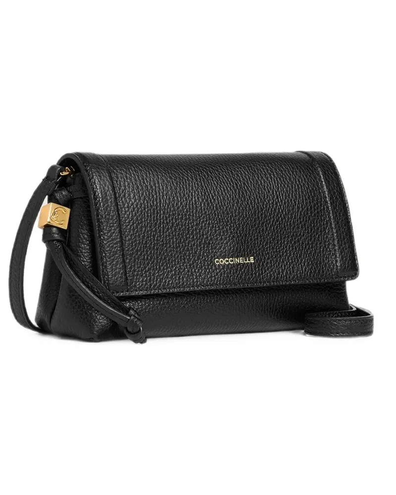 Coccinelle mini Thess grained leather shoulder bag - Schwarz Schwarz