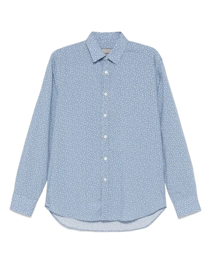 Canali Hemd mit Blumen-Print - Blau Blau