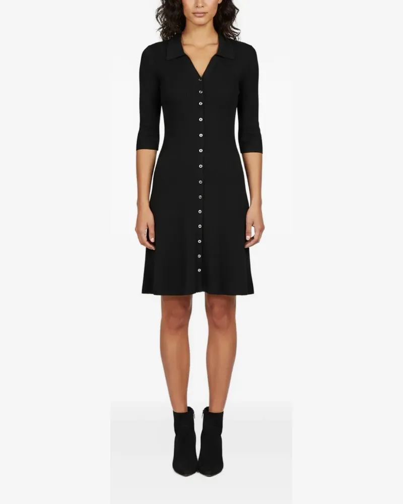 Maje Midikleid mit Knöpfen - Schwarz Schwarz