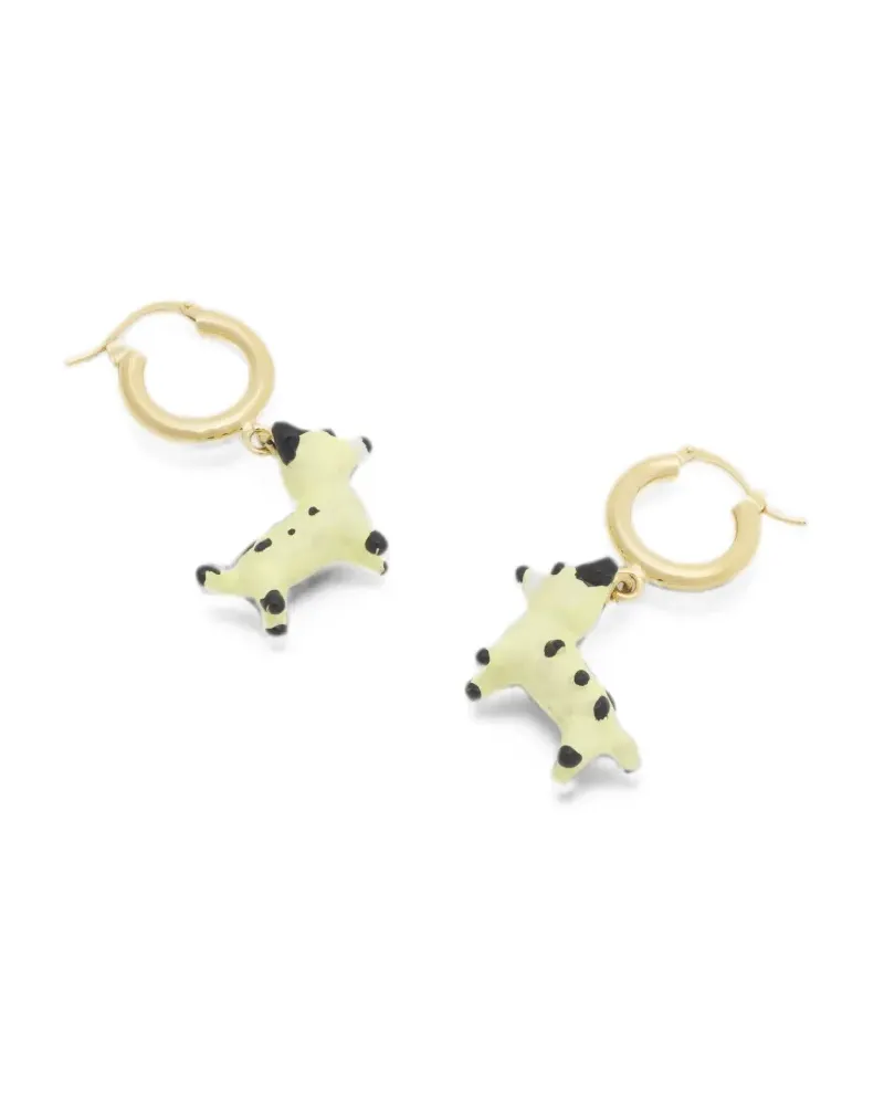 Marni enamelled dog-charm hoop earrings - Gold Gold