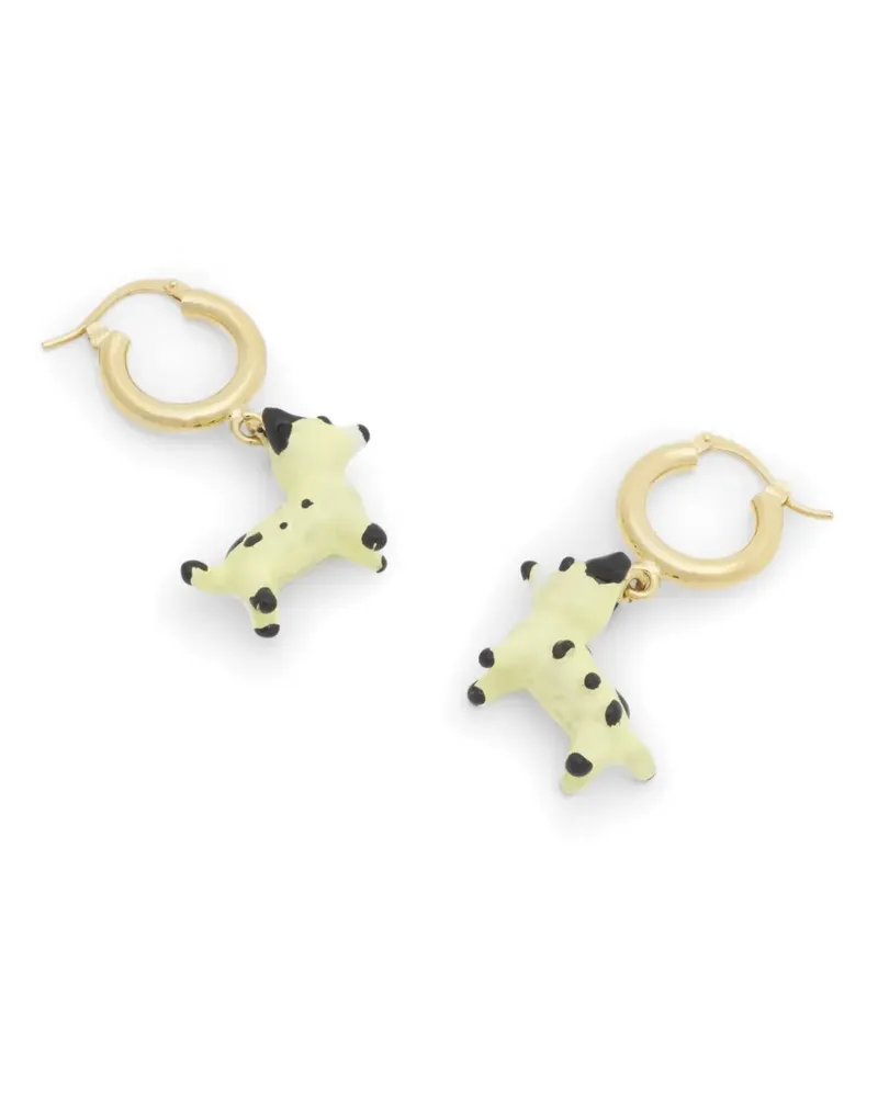 Marni enamelled dog-charm hoop earrings - Gold Gold
