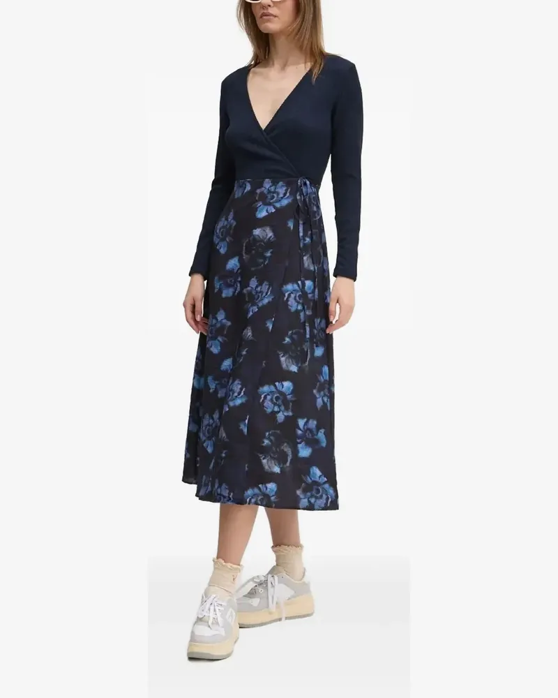 Desigual Gewickeltes Midikleid mit Blumen-Print - Blau Blau