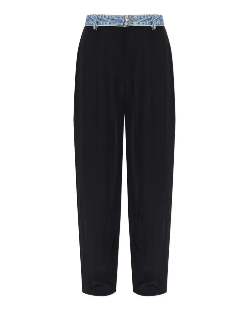 Alexander Wang denim-waistband pleated trousers - Schwarz Schwarz