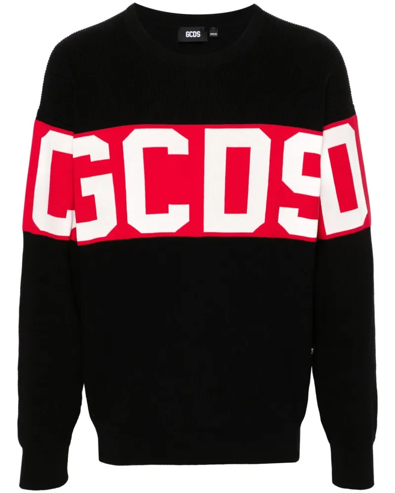 GCDS Pullover mit gestricktem Logo Schwarz