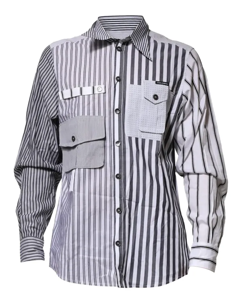 Dolce & Gabbana Gestreiftes Hemd im Patchwork-Look - Schwarz Schwarz