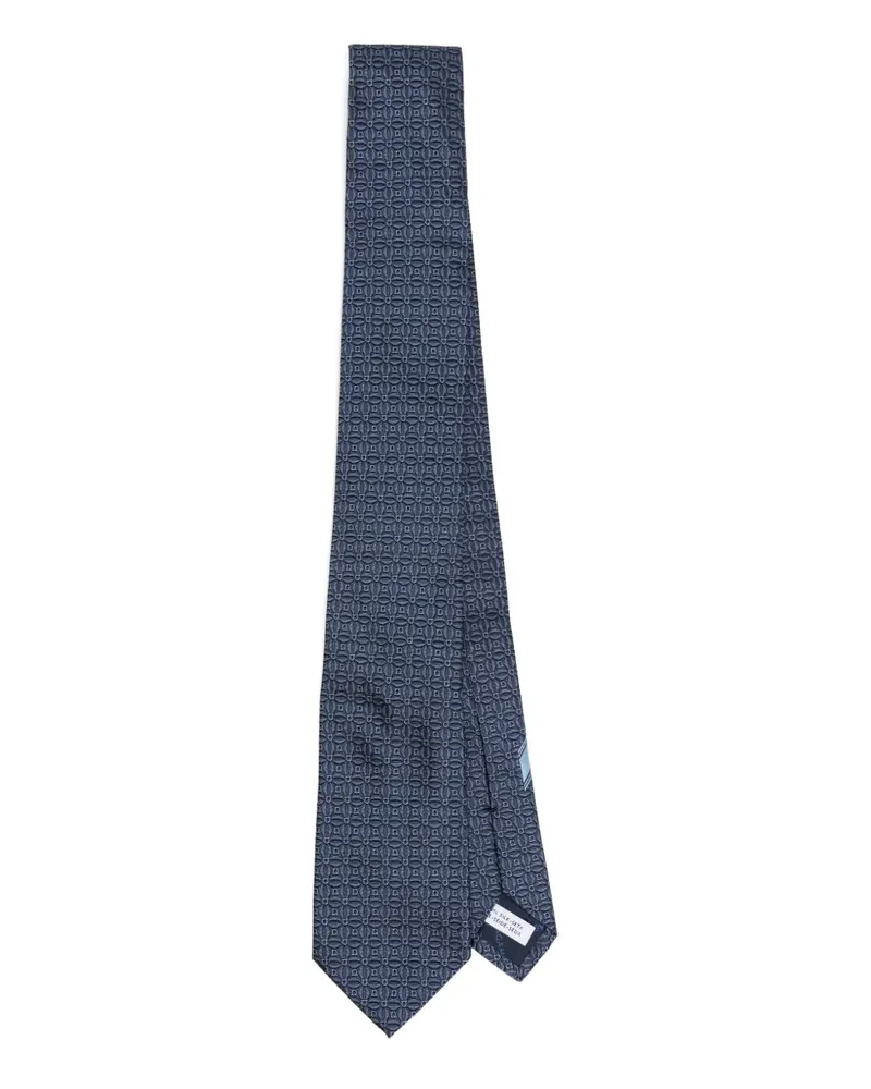 Ferragamo Seidenkrawatte mit Gancini-Print - Blau Blau