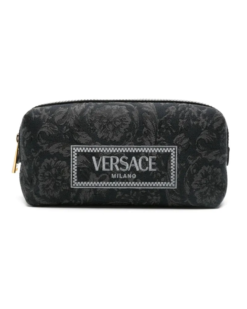 Versace Jacquard-Kosmetiktasche mit Logo - Schwarz Schwarz