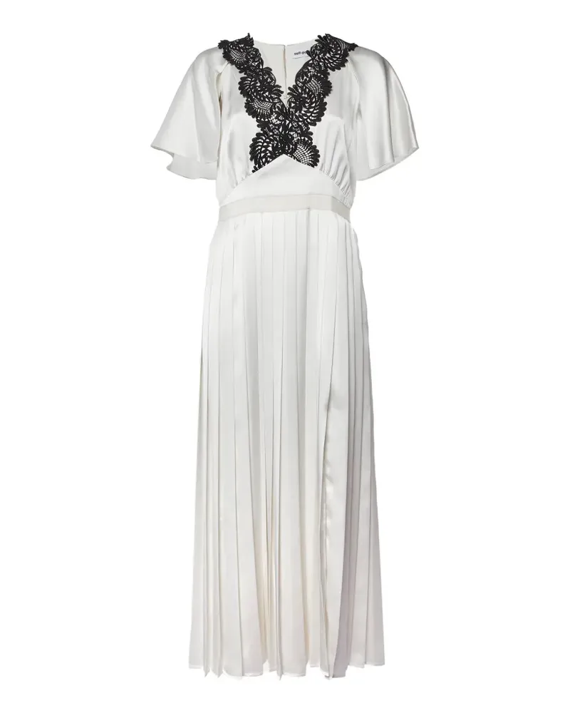 Self-Portrait lace-trim maxi dress - Weiß Weiß