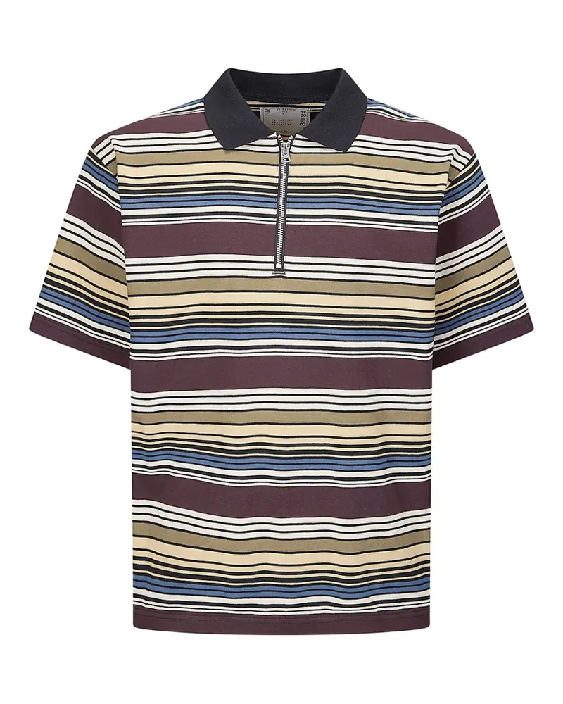 Sacai horizontal stripe polo shirt - Braun Braun