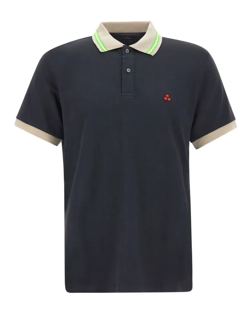 Peuterey embroidered-logo piqué polo shirt - Blau Blau