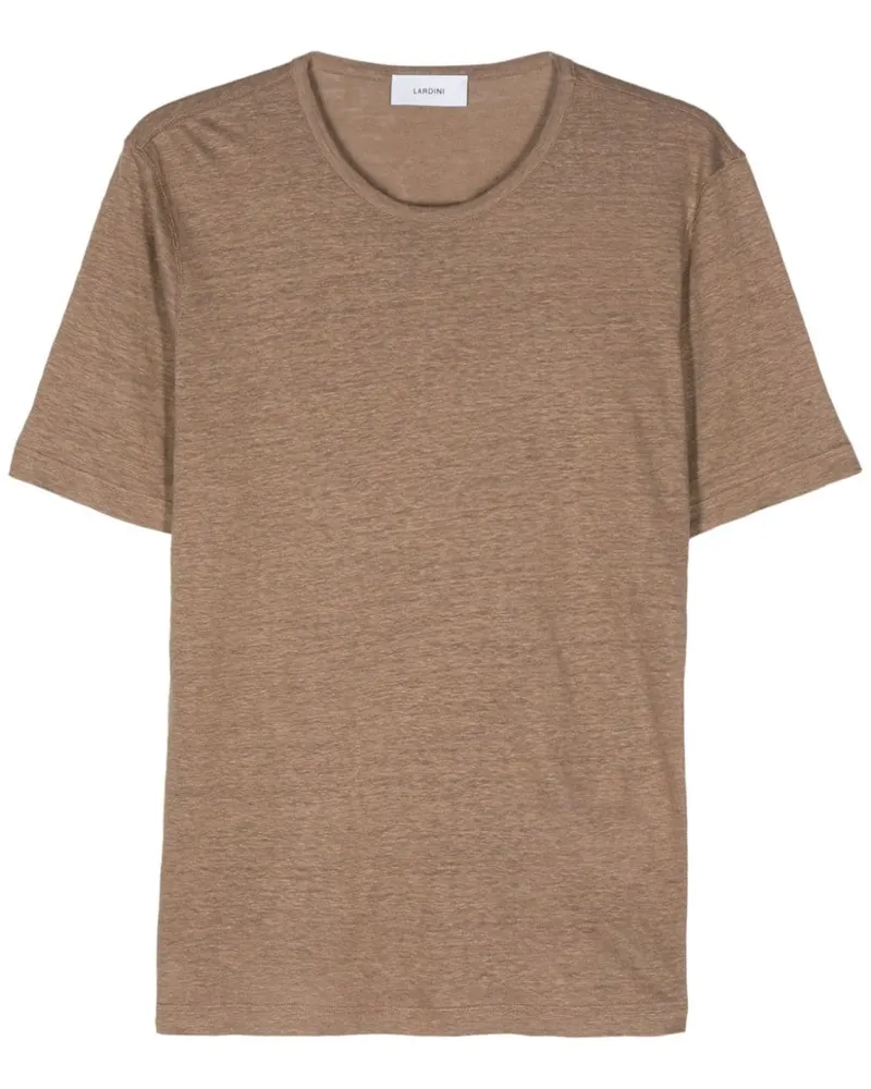 LARDINI Meliertes T-Shirt aus Leinen - Braun Braun
