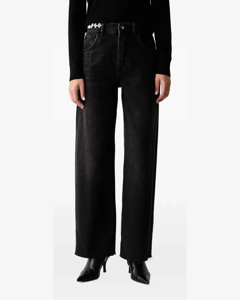 Liu Jo crystal-embellished raw-cut jeans - Schwarz Schwarz