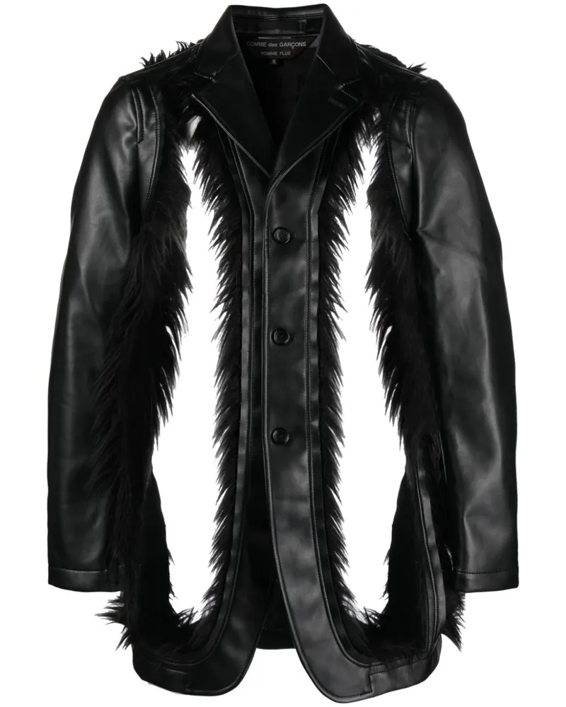 Comme des Garçons Sakko aus Faux Fur mit Cut-Outs - Schwarz Schwarz