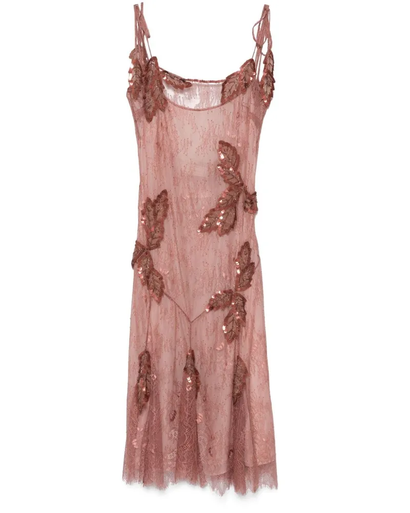 Blumarine Midikleid mit Spitzensickerei - Rosa Rosa