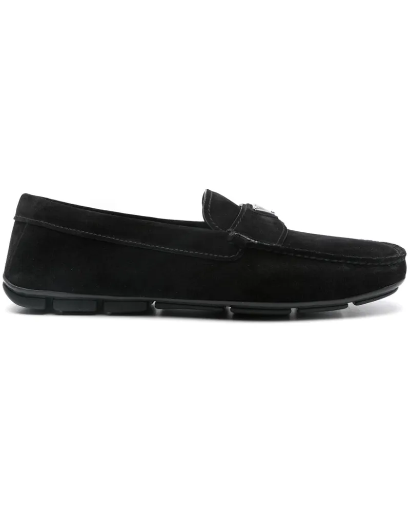 Prada Loafer mit Logo-Schild - Schwarz Schwarz