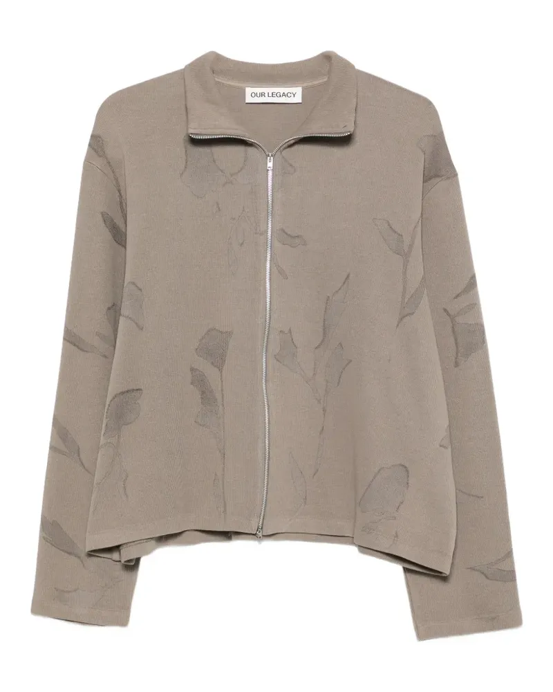 Our Legacy Shrunken floral-print zip-up sweatshirt - Braun Braun