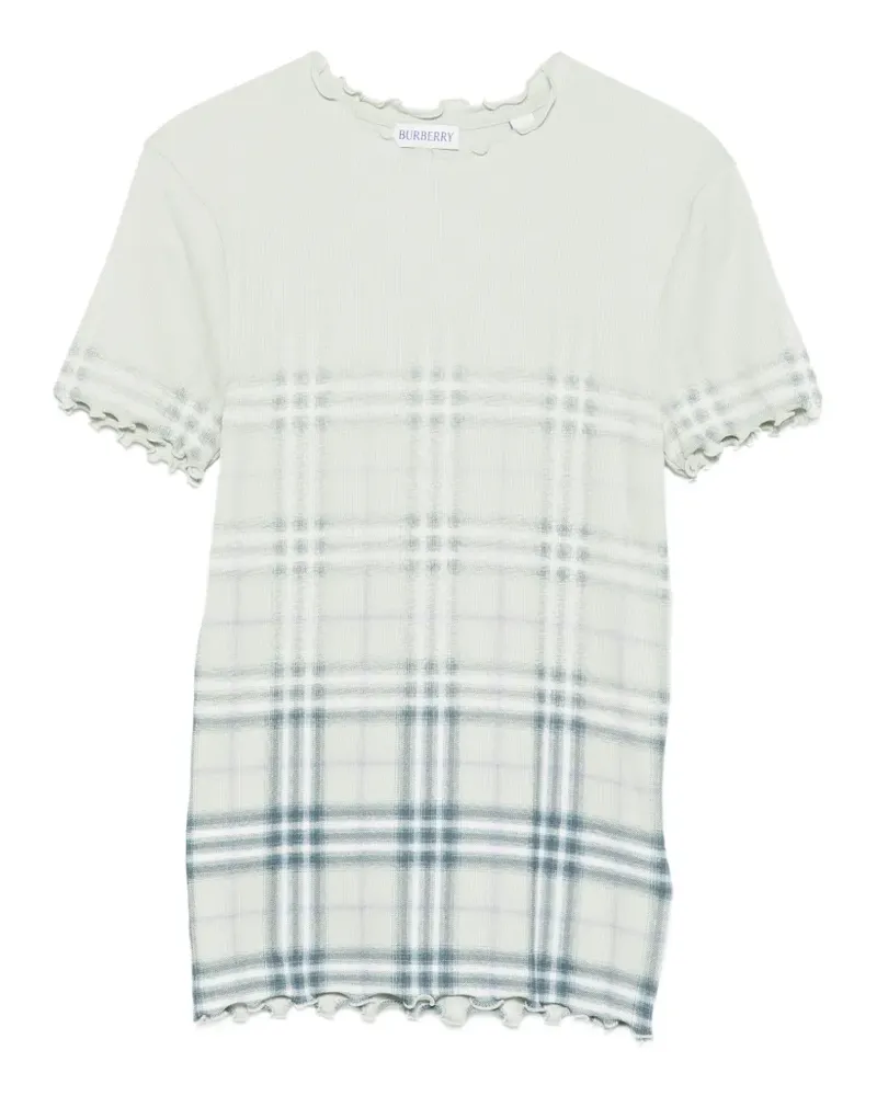 Burberry Kariertes T-Shirt mit Rüschendetail - Grün Grün
