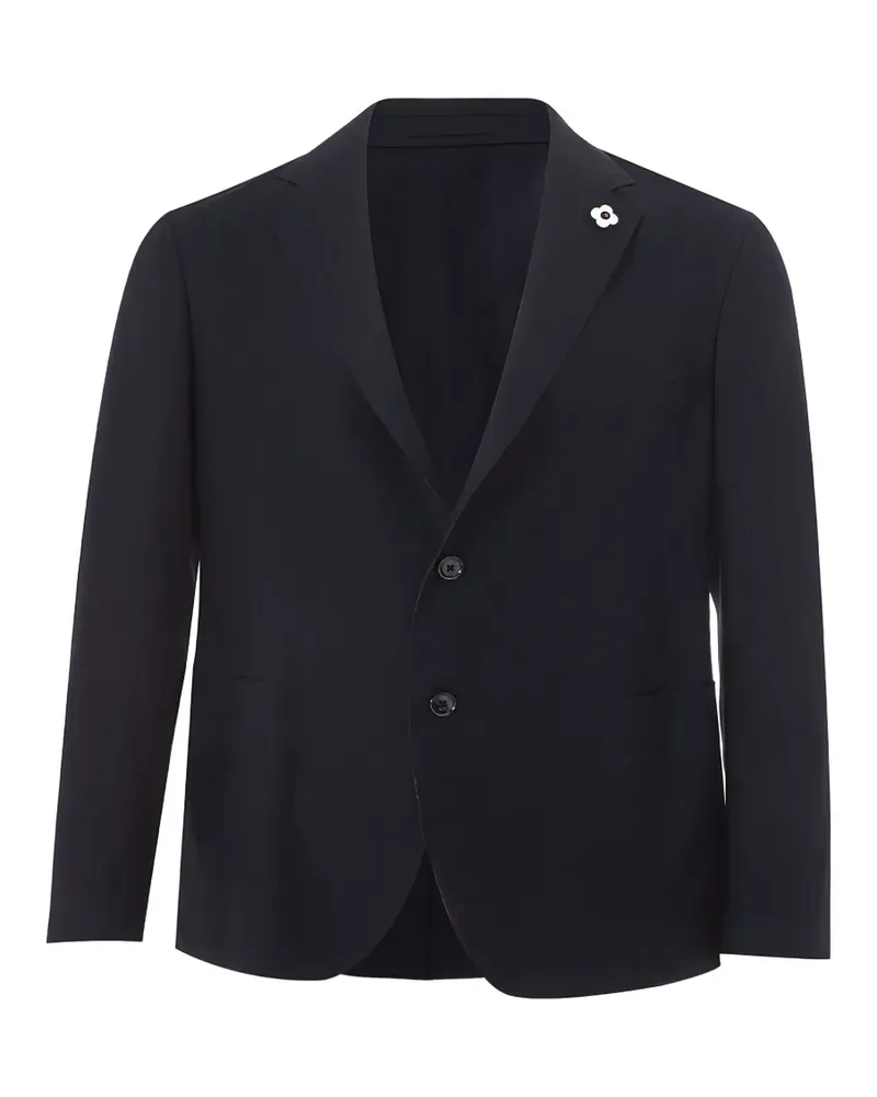 LARDINI Flower-Pin Jackett mit fallendem Revers - Blau Blau