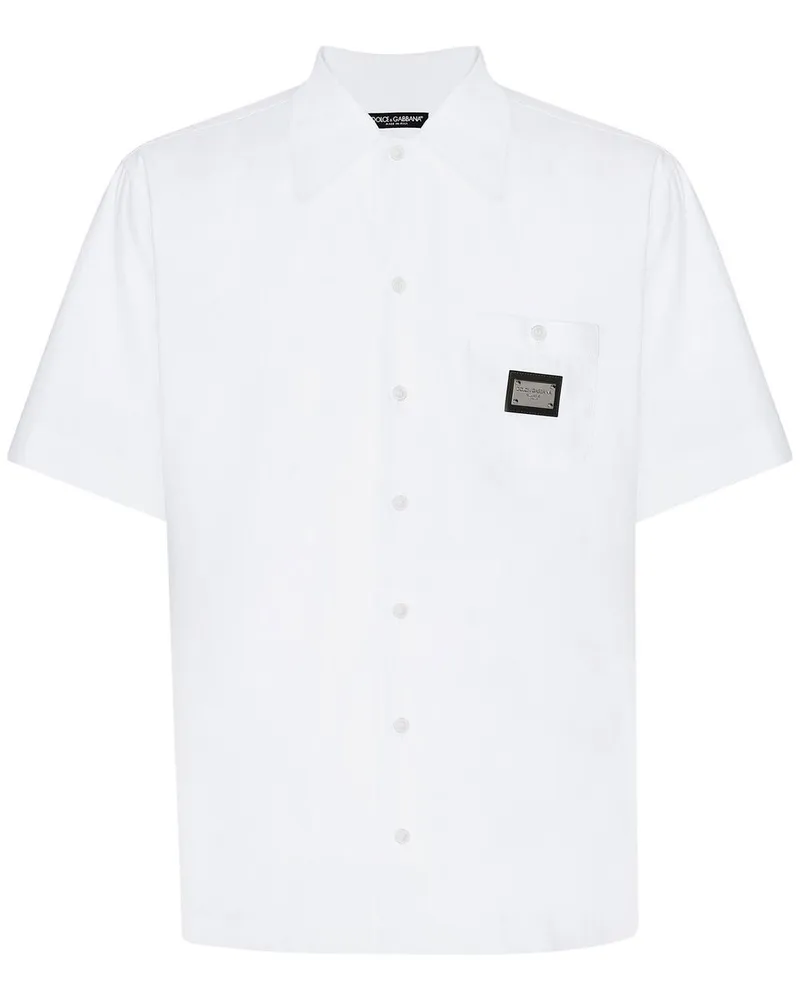 Dolce & Gabbana Bowlinghemd mit Logo-Schild - Weiß Weiß