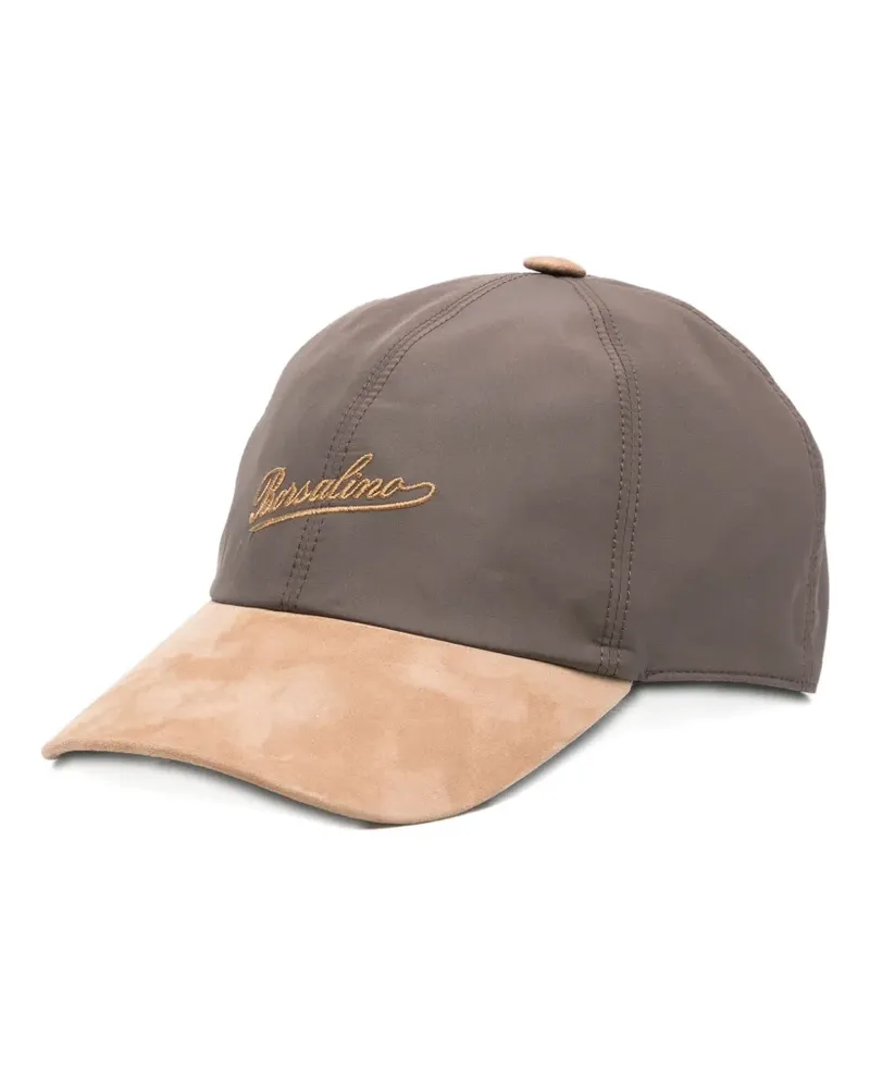Borsalino Bestickte Baseballkappe aus Wildleder - Braun Braun