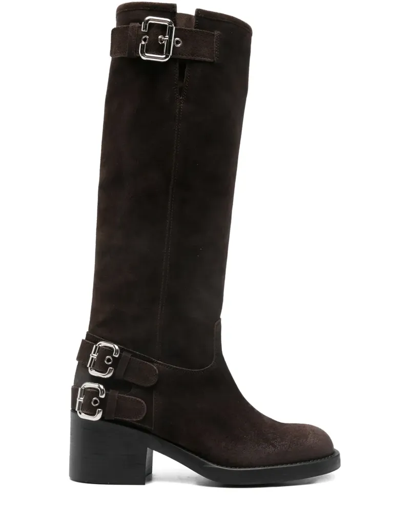 Chloé Kniehohe Stiefel mit Schnalle - Braun Braun
