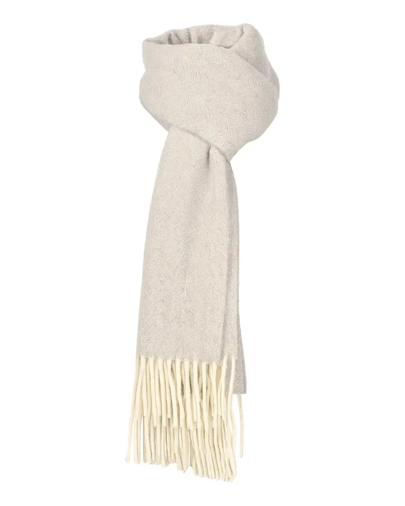 Gran Sasso herringbone-pattern fringed scarf - Nude Nude