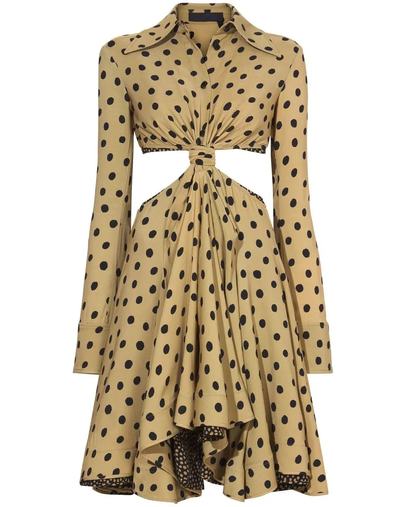 Proenza Schouler Gepunktetes Hemdkleid mit Cut-Outs - Nude Nude