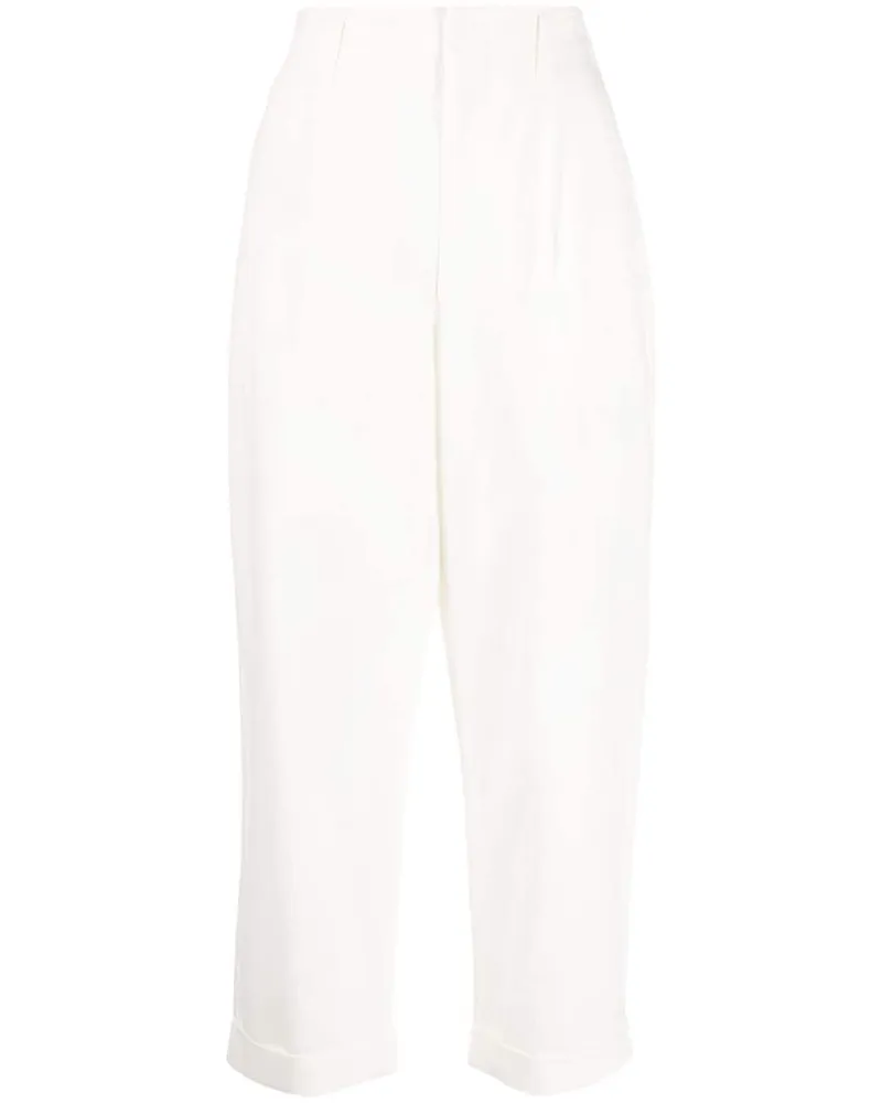 Izzue Cropped-Hose mit Stretchbund Weiß