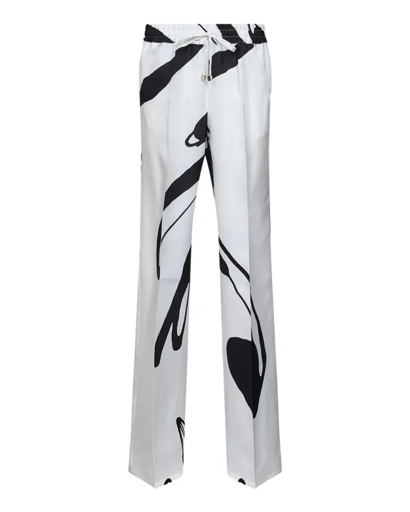 Kiton graphic-print silk trousers - Weiß Weiß