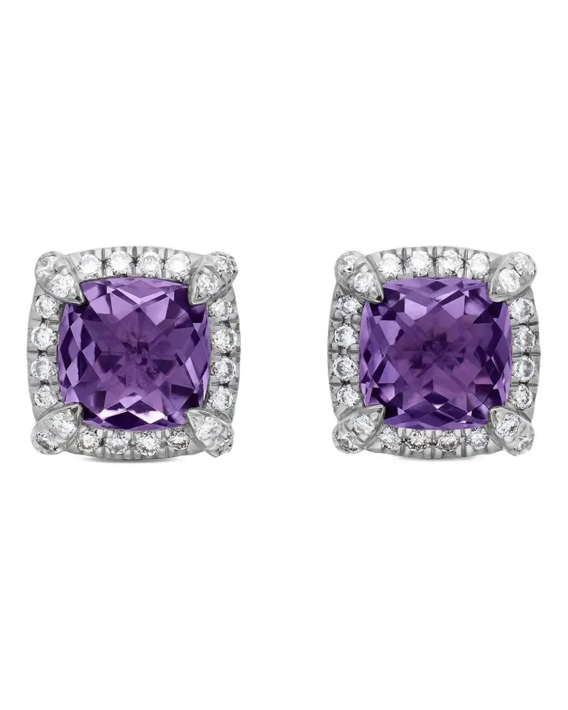 David Yurman Petite Chatelaine Ohrstecker mit Amethyst und Diamanten 5mm - Silber Silber