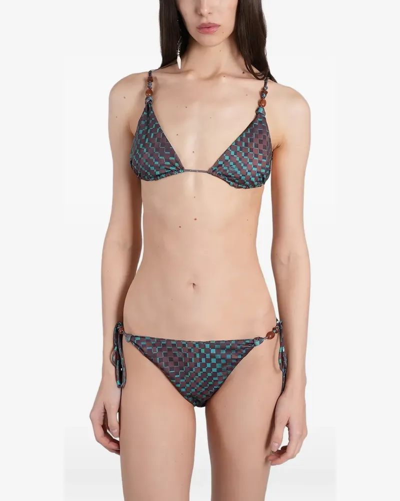 SIEDRES bead-embellished checkered bikini - Braun Braun
