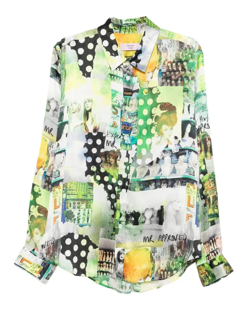 Martine Rose graphic-print long-sleeve shirt - Grün Grün