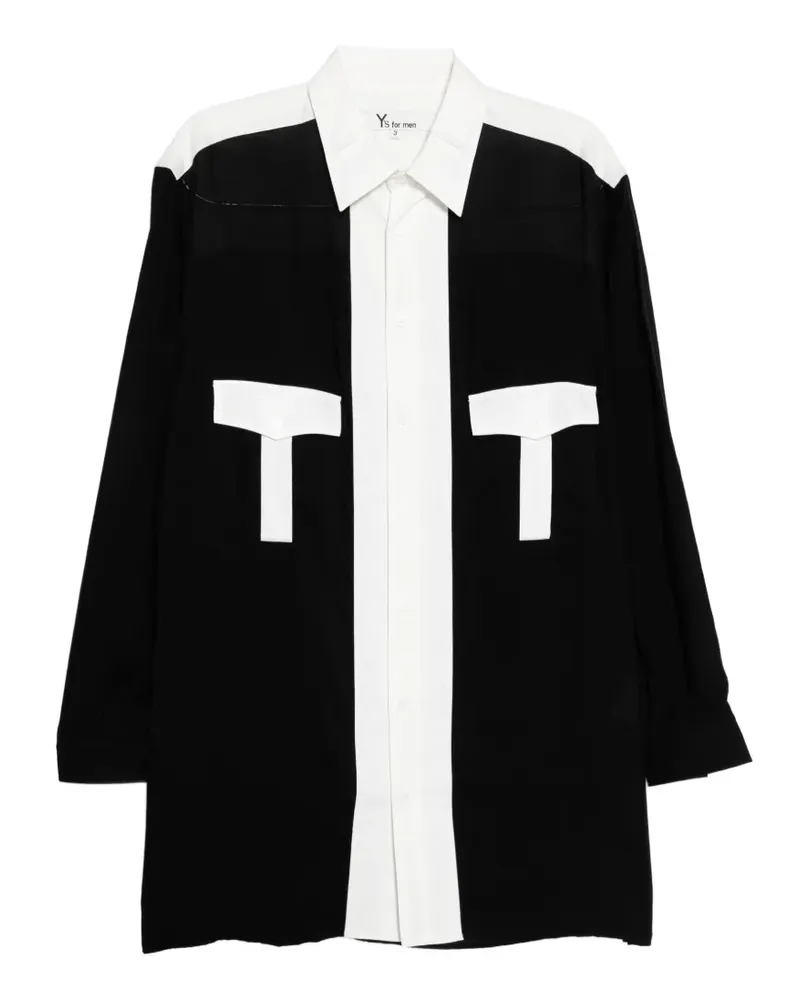 Yohji Yamamoto Hemd mit monochromen Einsätzen - Schwarz Schwarz