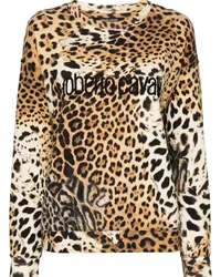 Roberto Cavalli Sweatshirt mit Jaguar-Print Nude