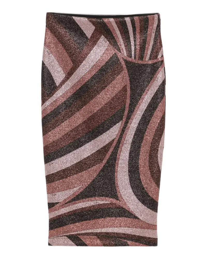 Emilio Pucci Iride-print glittered midi skirt - Braun Braun