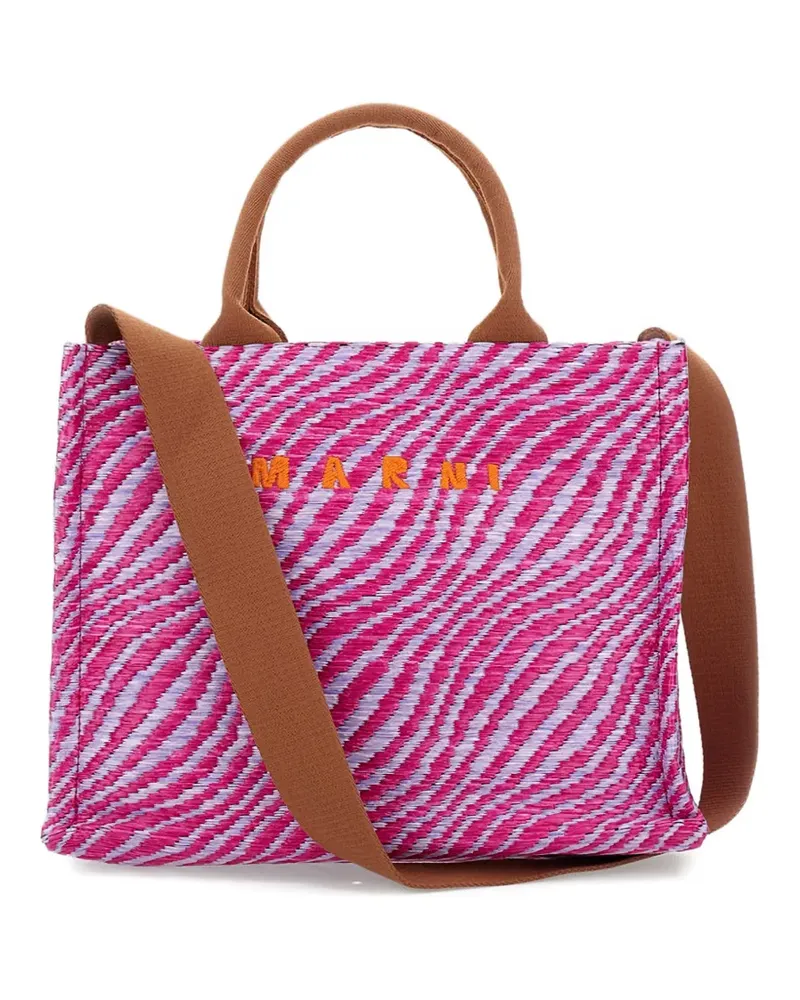 Marni small top-handles wave-print tote bag - Rosa Rosa